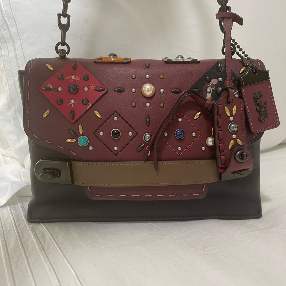 Coach Bordeaux Western Rivet Handbag